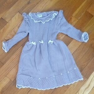 girl light purple ribbed dress crochet white accent 3t